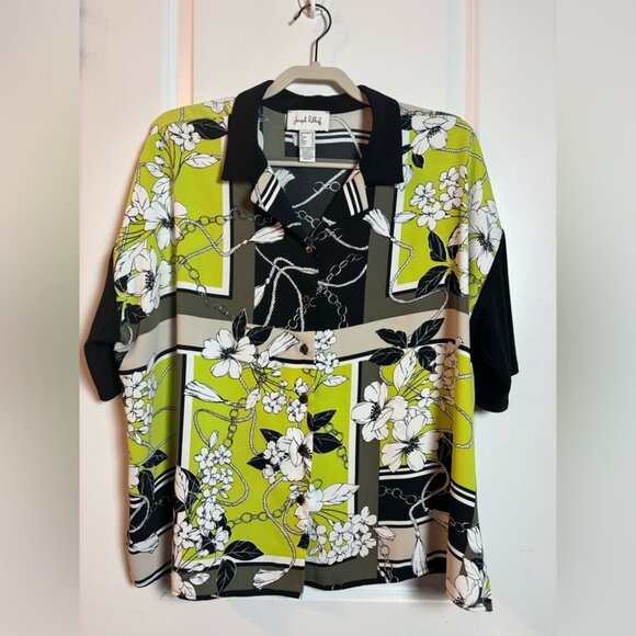 Joseph Ribkoff Green Mixed Media Blouse - Picture 3 of 12